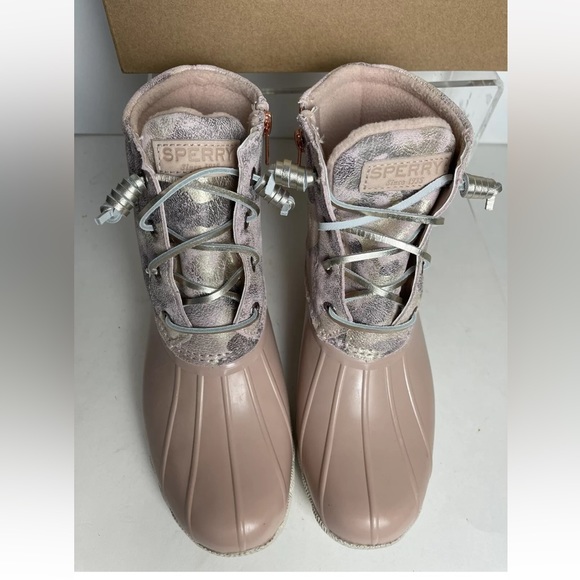 SPERRY TOP-SIDER Saltwater Water Resistant Metallic Camel Pink Duck Boots Size 6 - Picture 5 of 10